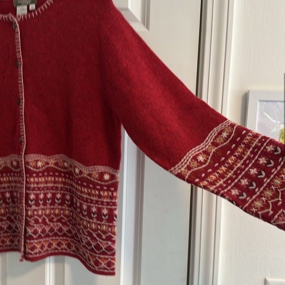 Vintage The Territory Ahead Red Embroidered Lambswool Cardigan size M - Picture 8 of 13